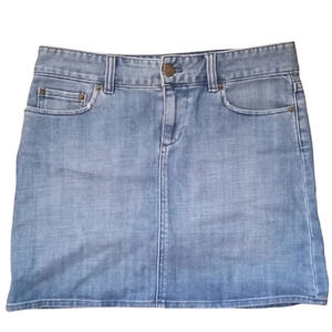 J. Crew Medium Wash Denim Skirt Pockets Stretchy Cotton Blend Size 4